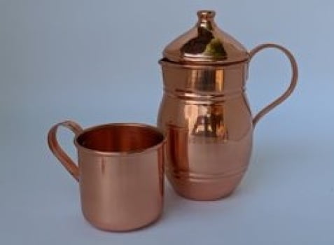 Jarra de Cobre Puro  700ml  + Caneca de Cobre