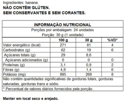 Bananinha Sem Adição de Açucar - Display 24x30g