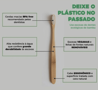 Escova de Dente de Bambu  Biodegradável