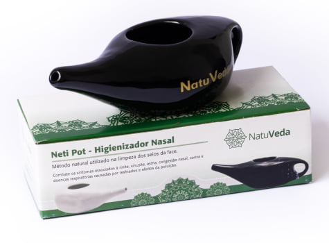 1 Neti Pot Com Alça + 1 Raspador de Lingua em Cobre